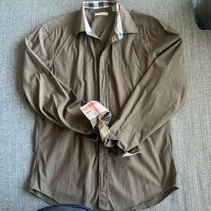 Mens Olive Green dress shirt size medium brit long sleeve